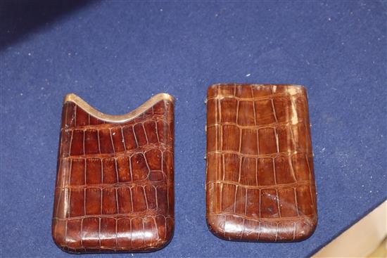 A Dunhill humidor and a crocodile gold mounted crocodile skin cigar case humidor 14.5 x 25cm